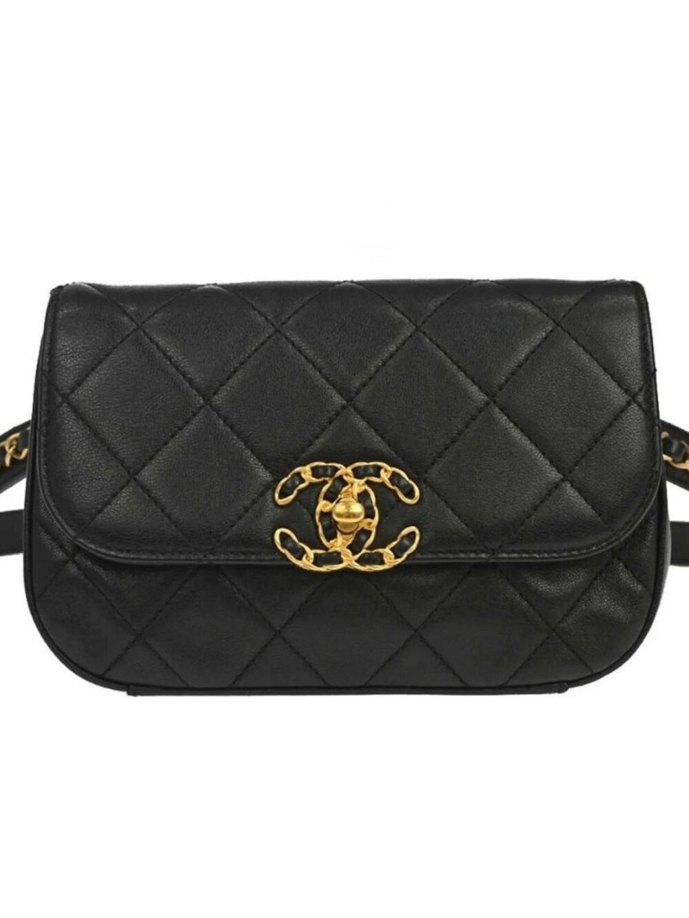 Chanel Black Lambskin 19 Waist Bum Bag 168567
